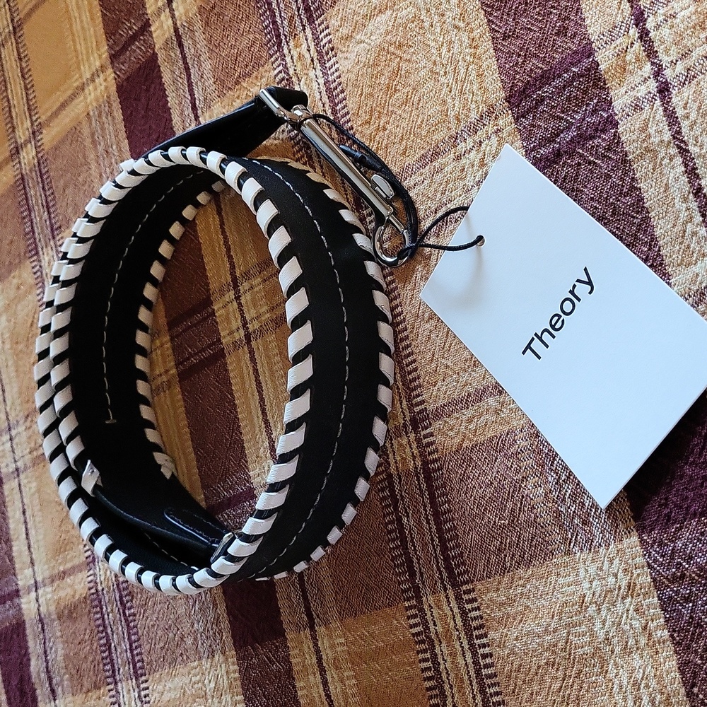 Theory Transformer whipstitch Genuine Leather strap Nwt
